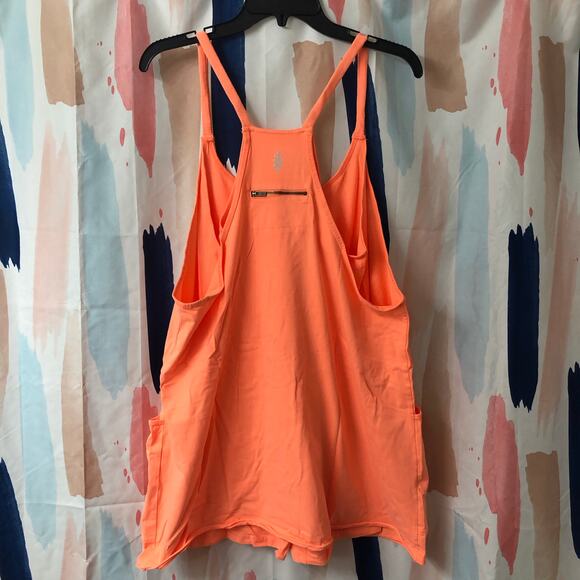 Free People Movement Bright Orange Hot Shot Mini Dress Romper Size Large - Picture 7 of 12